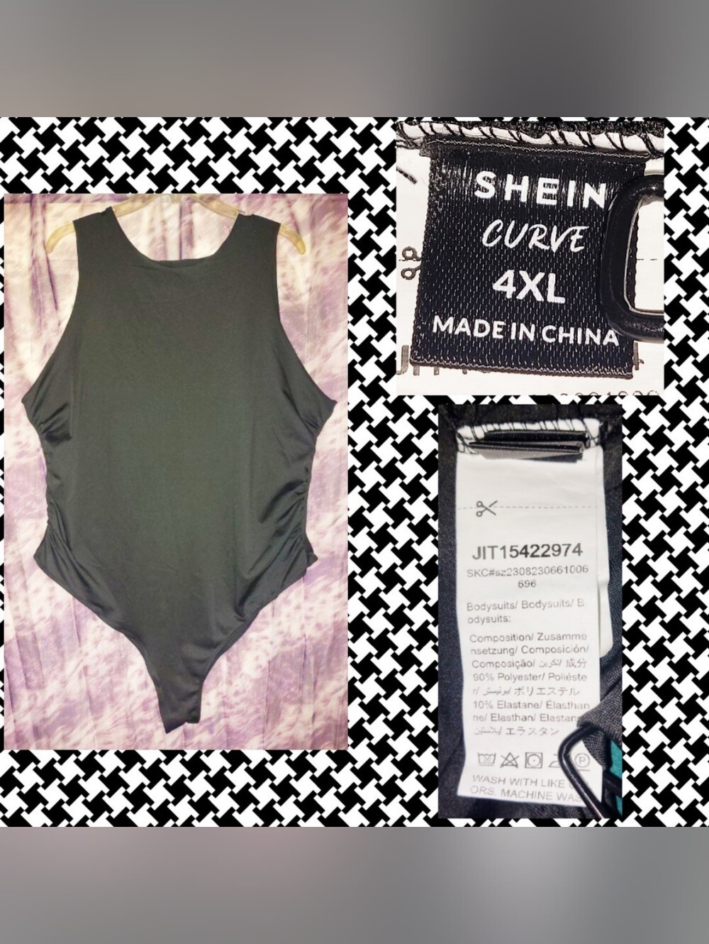 Shein Curve brand Black Soft Knit Tank Bodysuit Jrs Plus Sz 4XL